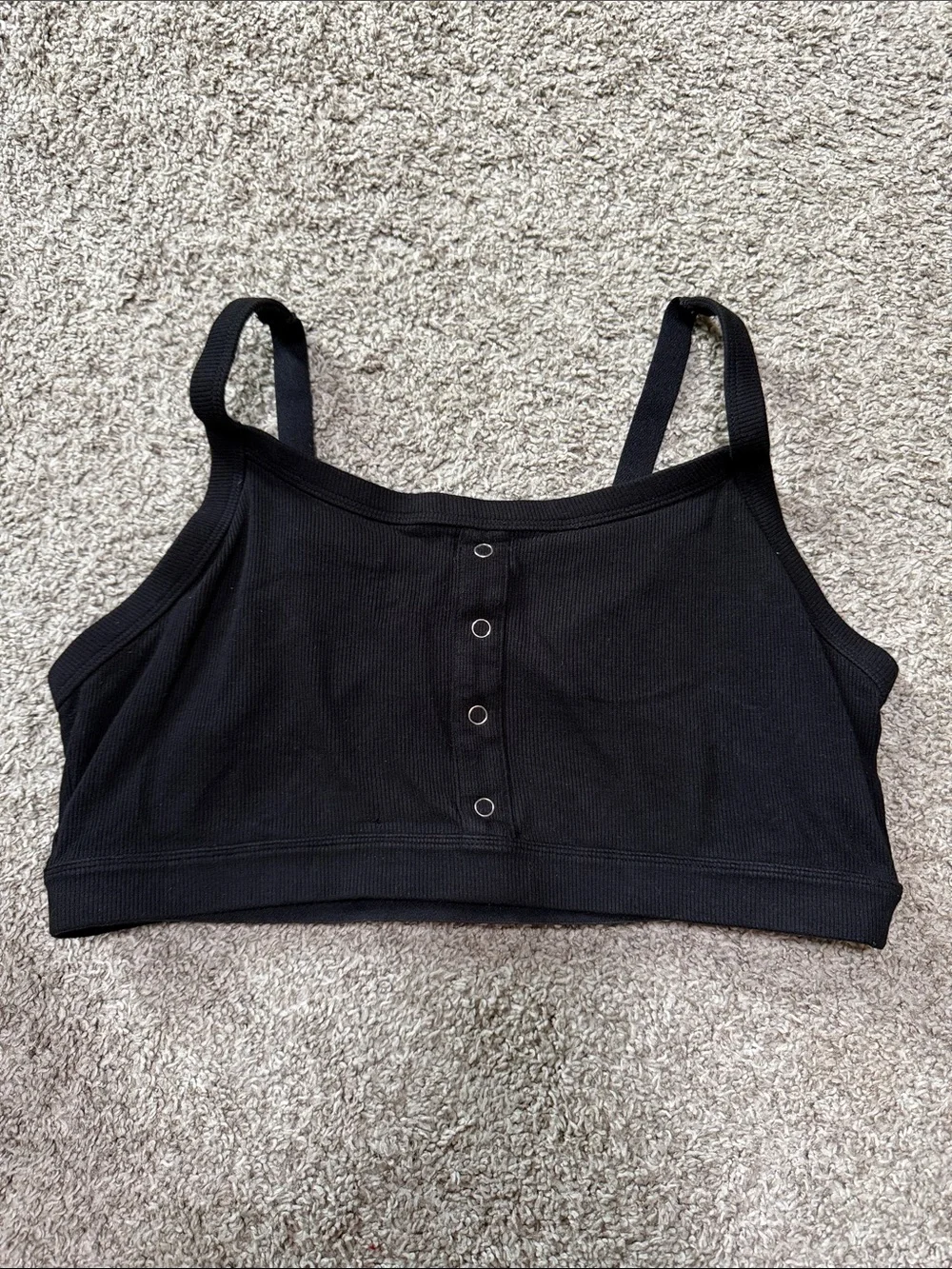 Kindred Bravely Black Ribbed Pumping Bra Bralette w: Snap Detail - Size L Busty - Picture 1 of 3